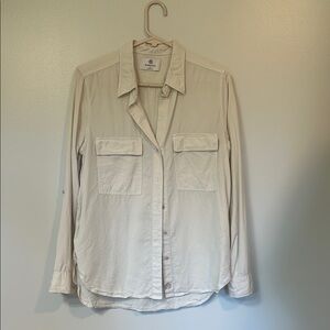 Babaton from Aritzia Cream Button Down Shirt Long Sleeve Collar